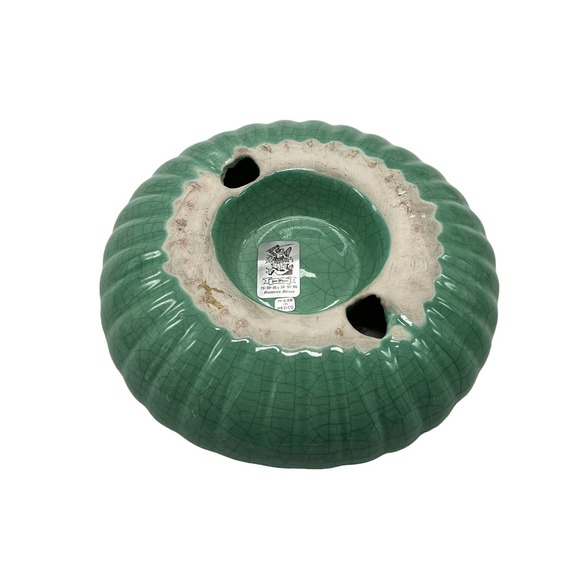 San Miguel Pottery Ashtray Green Bowl Design Crackle Finish - Picture 4 of 5